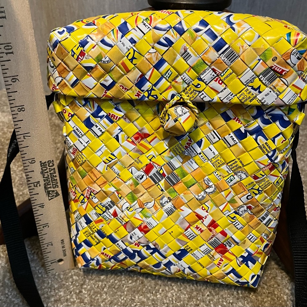 Re*Bagz Half the Sky Recycled Juice Container Woven Crossbody Bag - Picture 3 of 9